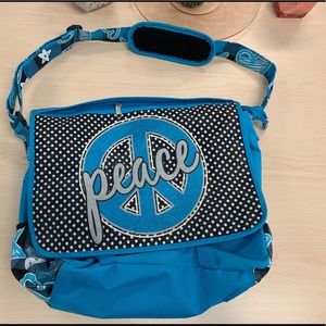 Justice Messenger Bag - shimmer Peace sign